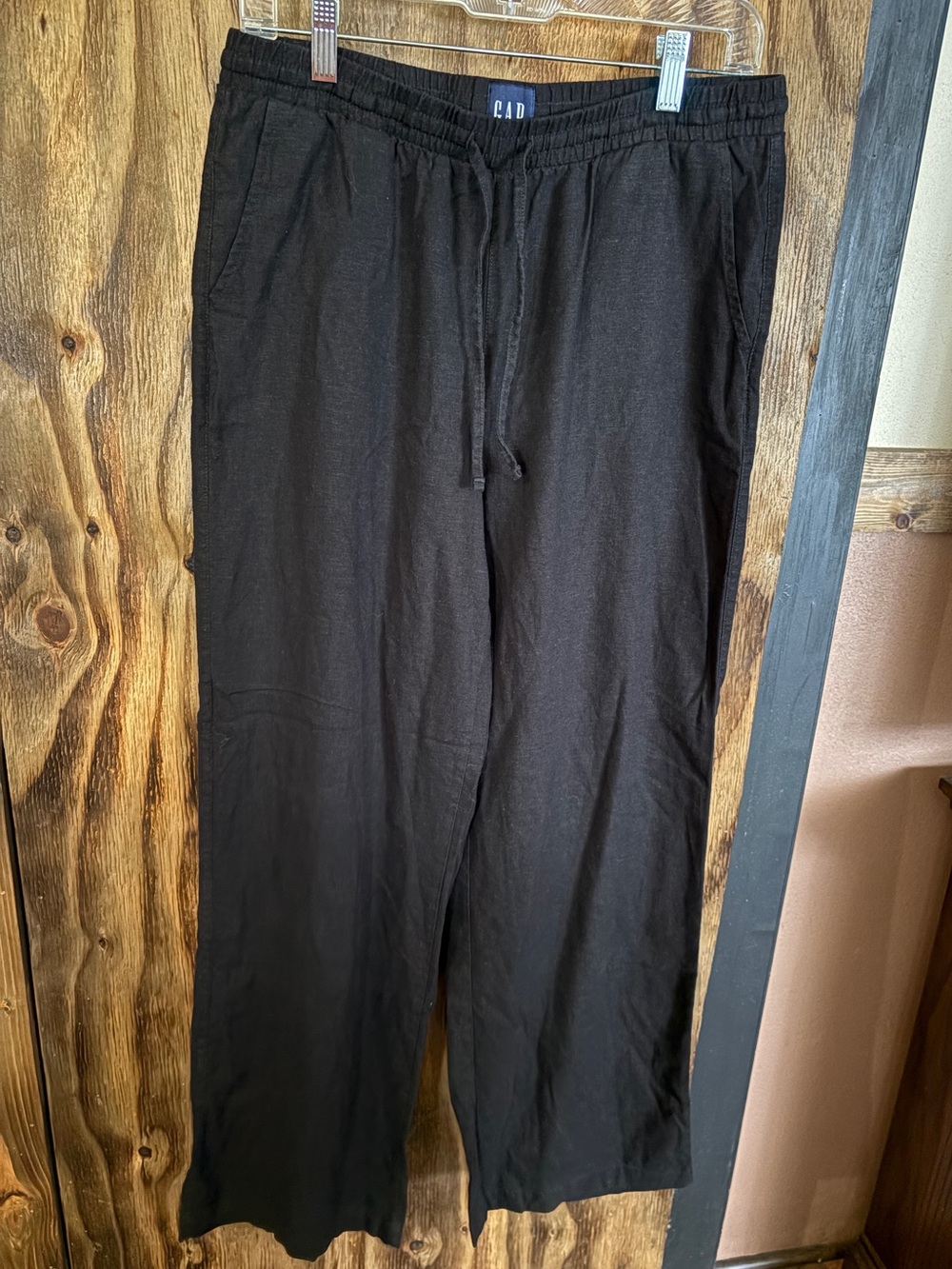 GAP Women's Black Drawstring Wide-Leg Trousers